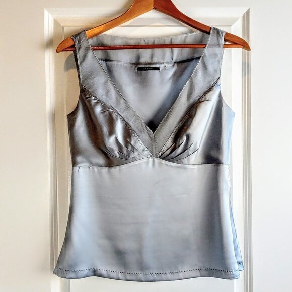 Elie Tahari Silver Satin Top - Picture 1 of 5